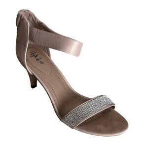 Style & Co Sparkly, dressy heels. Peach with stones on toe strap. Zipper back